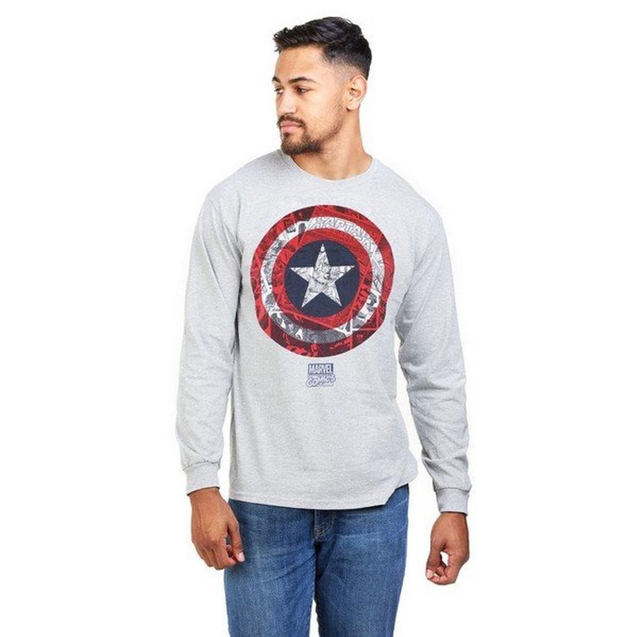 CAPTAIN AMERICA Schild Print Langarm T-Shirt  