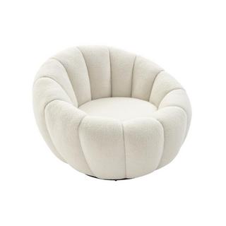 Vente-unique Fauteuil coquillage pivotant en tissu bouclette blanc COSSATO  