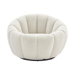 Vente-unique Fauteuil coquillage pivotant en tissu bouclette blanc COSSATO  