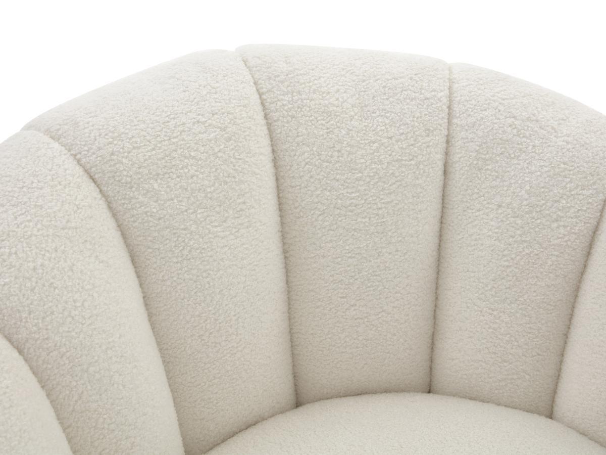 Vente-unique Fauteuil coquillage pivotant en tissu bouclette blanc COSSATO  