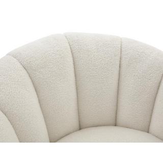 Vente-unique Fauteuil coquillage pivotant en tissu bouclette blanc COSSATO  