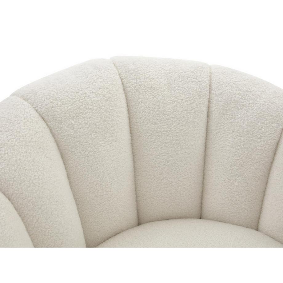 Vente-unique Fauteuil coquillage pivotant en tissu bouclette blanc COSSATO  