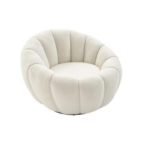 Vente-unique Fauteuil coquillage pivotant en tissu bouclette blanc COSSATO  