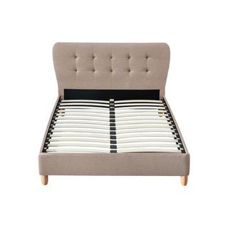 Vente-unique Lit 180 x 200 cm avec tête de lit capitonnée - Tissu - Beige + Matelas - ELIDE  