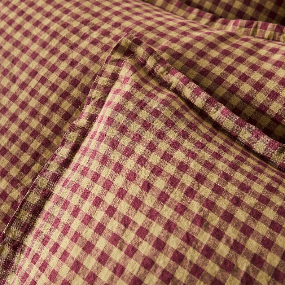 La Redoute Intérieurs Acélie Kopfkissenbezug aus gewaschenem Leinen Vichy-Karo Bordeaux  