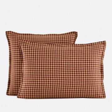 Kopfkissenbezug Acélie Bordeaux aus gewaschenem Leinen