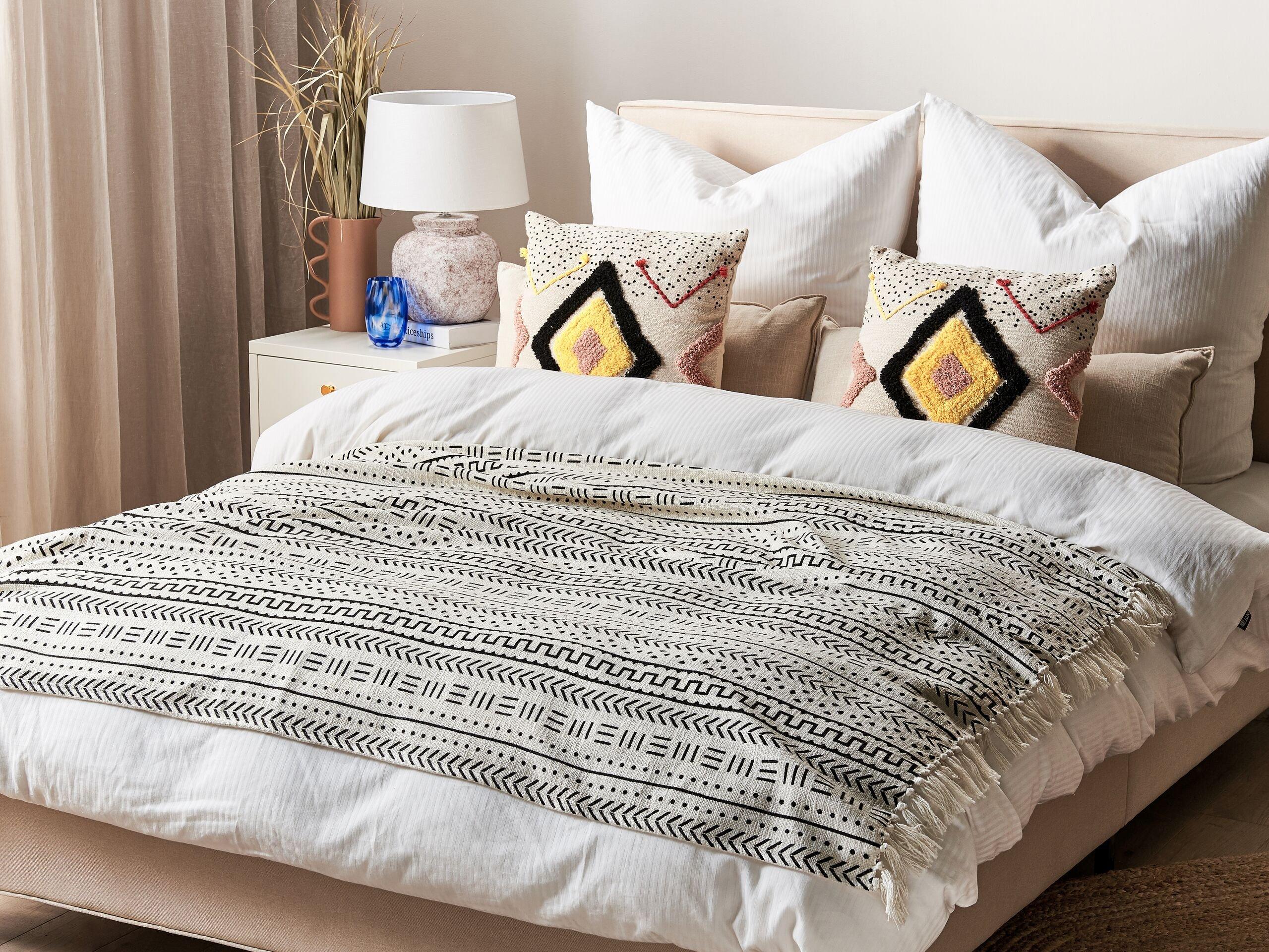 Beliani Panvel Couverture en Coton Rustique  