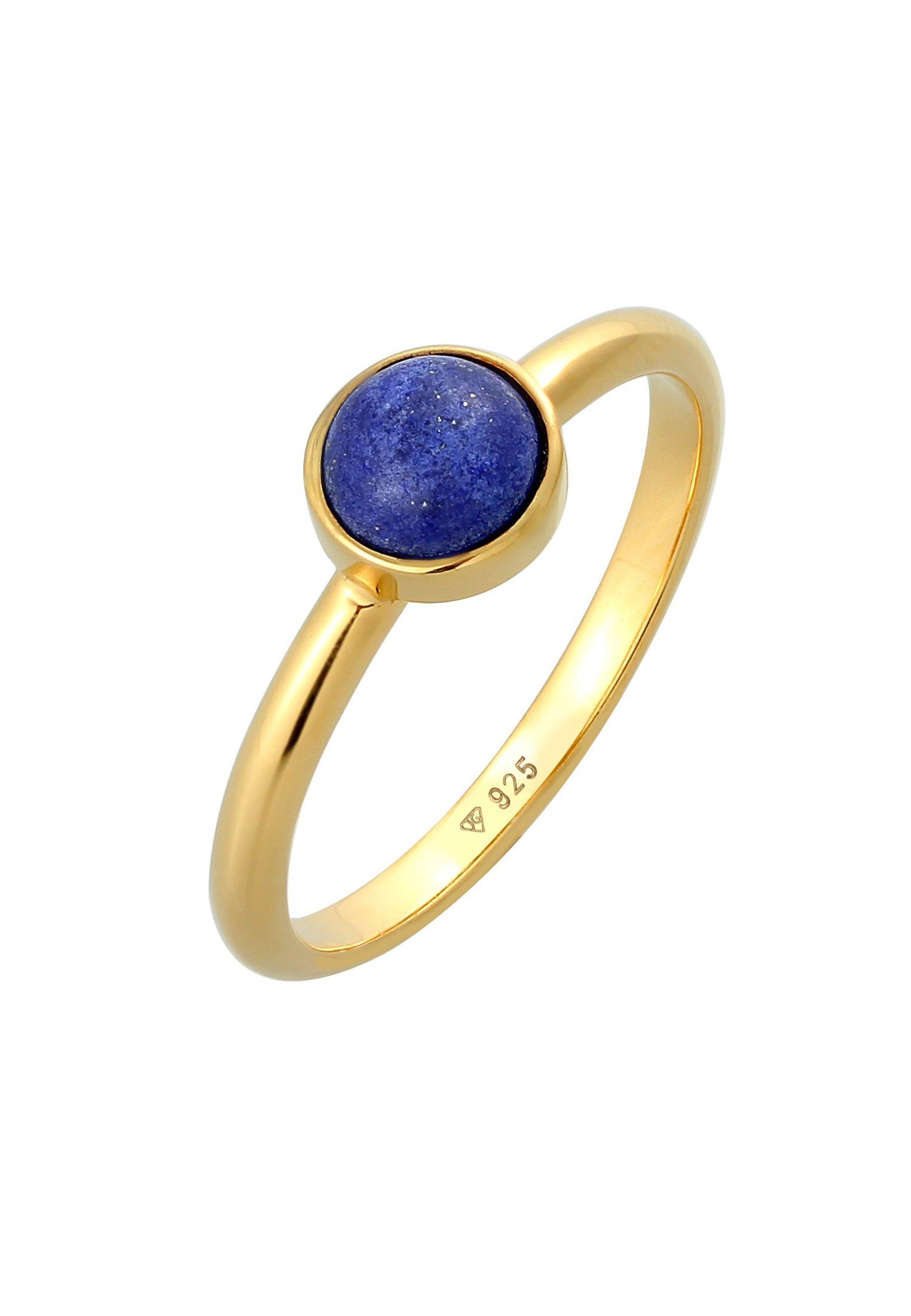 Image of Ring Lapis Lazuli Edelstein Solitär 925 Silber Damen Gold 52mm