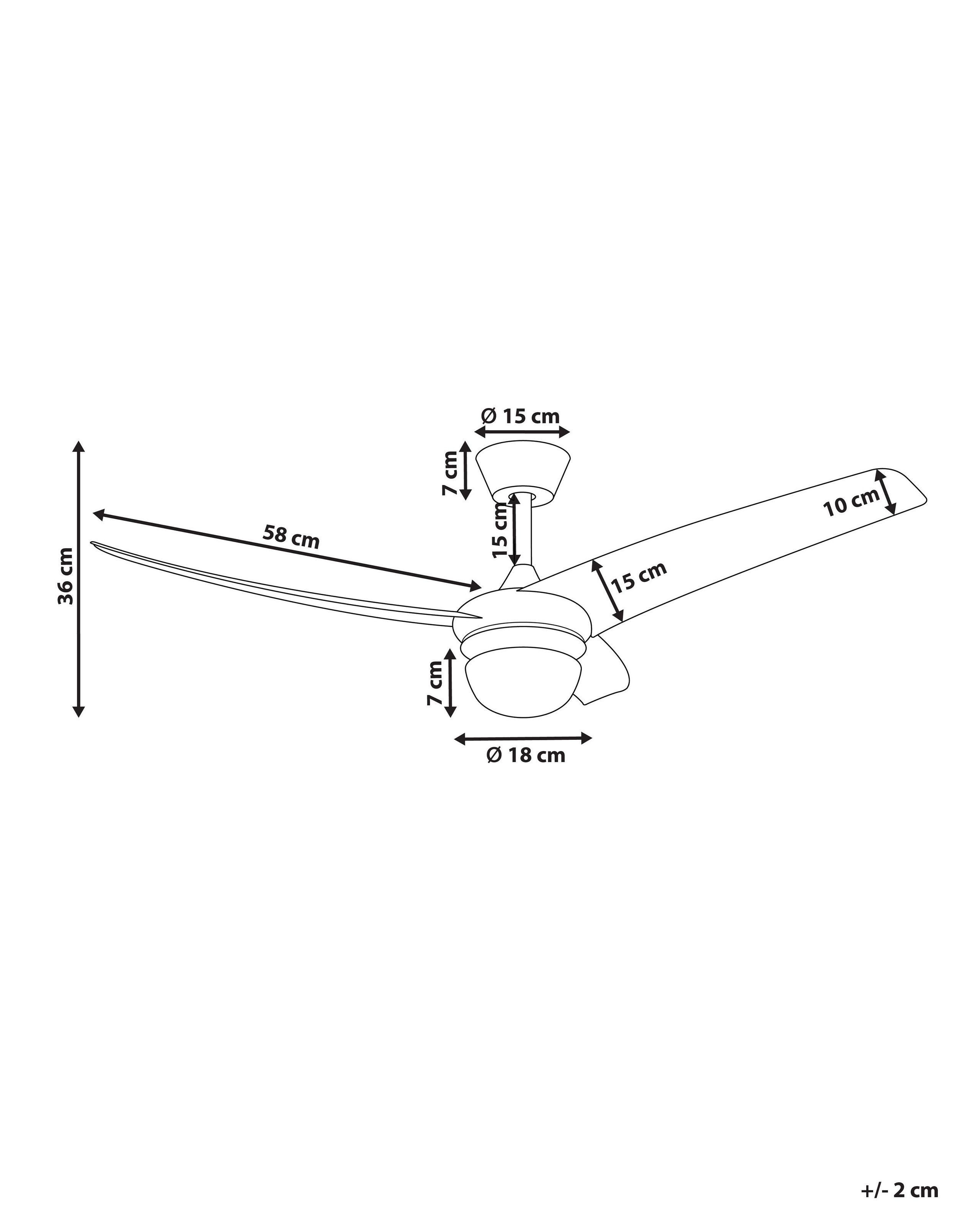 Beliani Ventilateur de plafond avec lampe en Métal Traditionnel JIBOA  