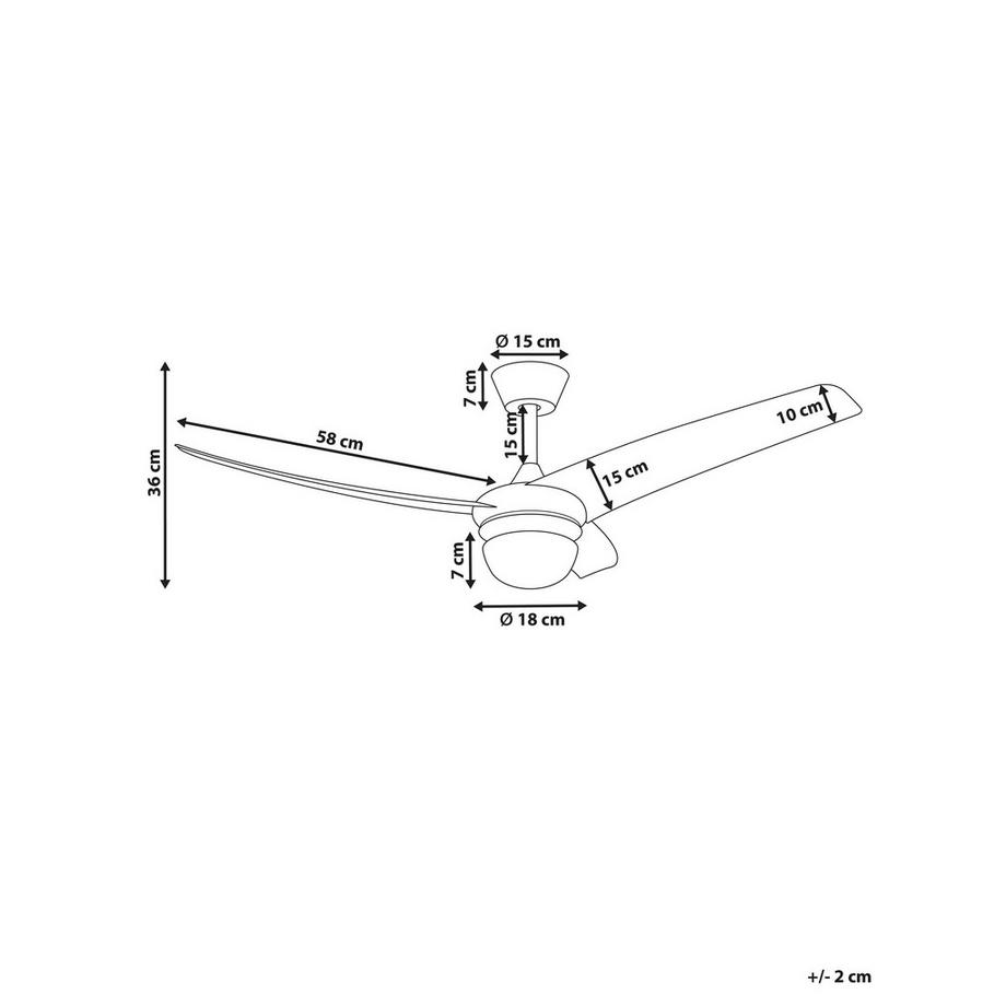 Beliani Deckenventilator mit Licht aus Eisen Klassisch JIBOA  