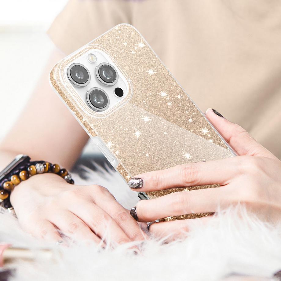 Avizar  Glitter Hülle iPhone 16 Pro Max Gold 