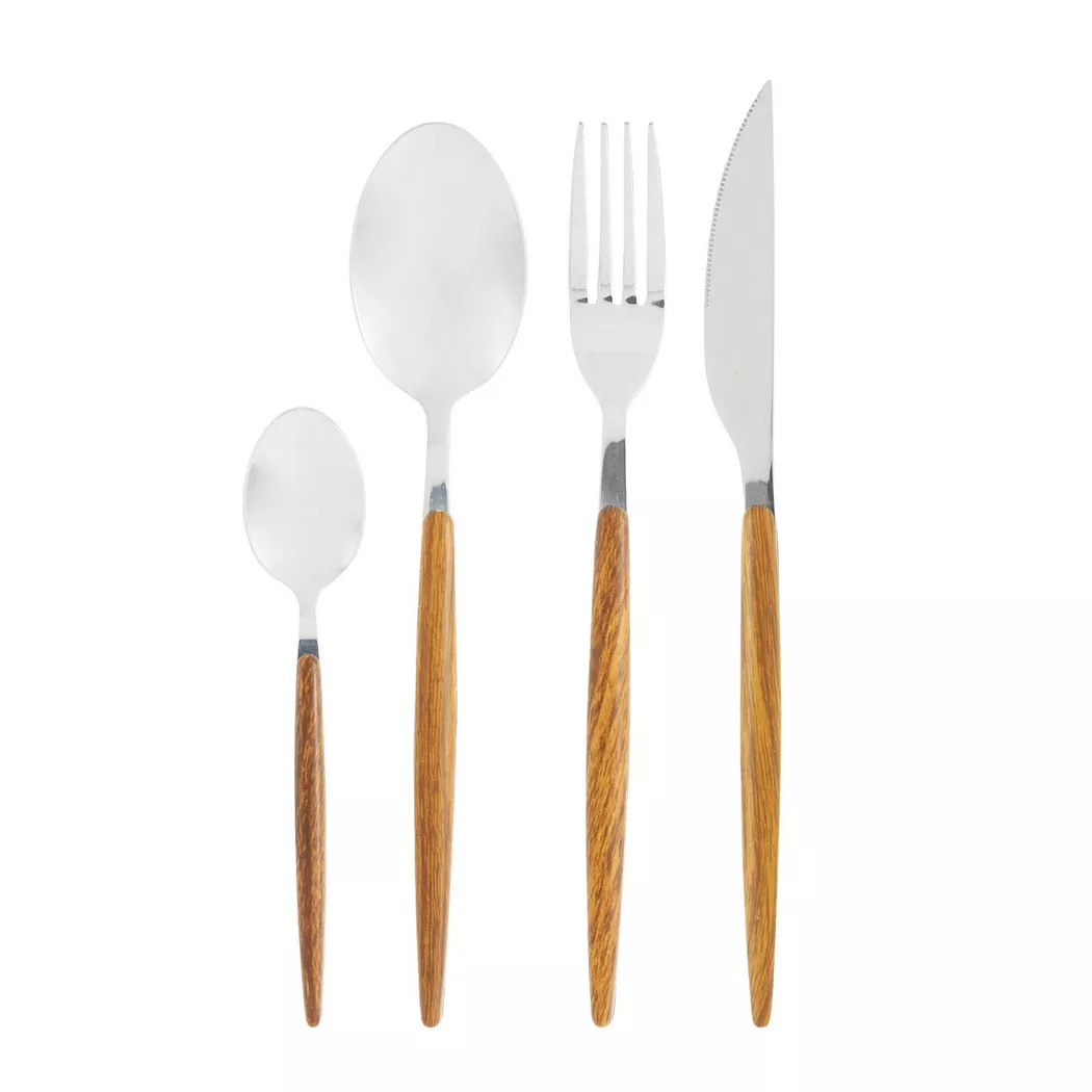SCHOU - Ménagère (16 pièces) aspect bois, 16STK, Argent