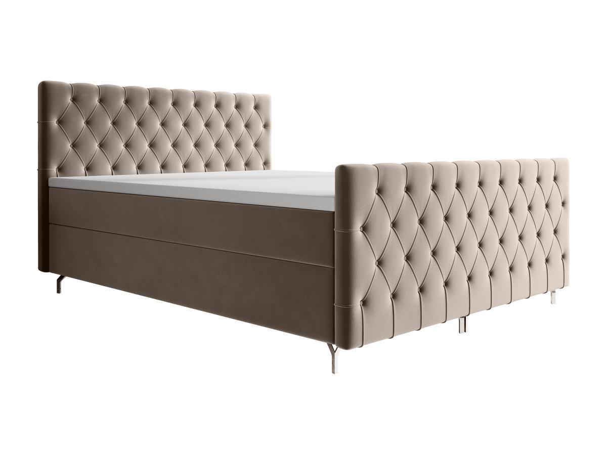 Ysmée Set letto Testata trapun. + Rete doghe con vano + Materasso + Topper 160x200 Velluto Tortora - ONOGO di YSMÉE  