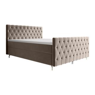 Ysmée Set letto Testata trapun. + Rete doghe con vano + Materasso + Topper 160x200 Velluto Tortora - ONOGO di YSMÉE  