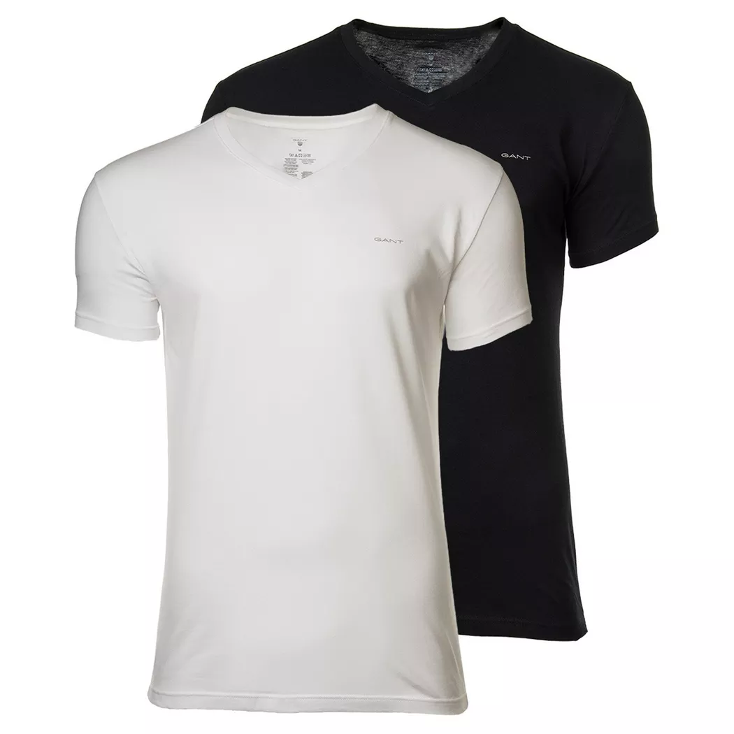 Gant - T-Shirt  2er Pack Bequem sitzend-V-NECK T-SHIRT 2-PACK, für Herren, Weiss Größe 3XL