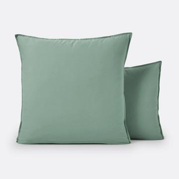 Taie d'oreiller unie en coton lavé
