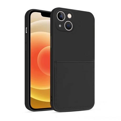 mobileup  Silikon Case mit Kartenfach iPhone 13 mini - Black 