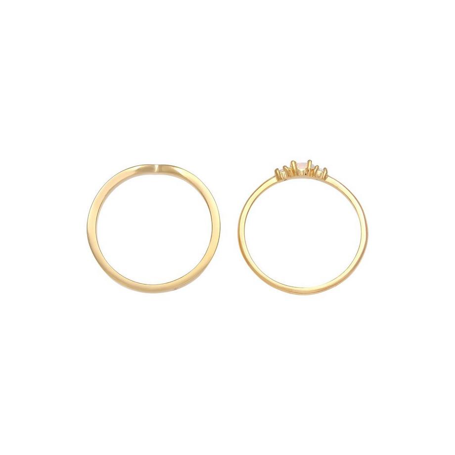 Elli  Bague Ensemble De 2 Opale Zircon 