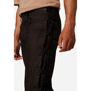 RICANO  Pantalon en cuir pour homme S/L RT-101, jean en cuir avec lacets - Aspect 5 poches en daim 