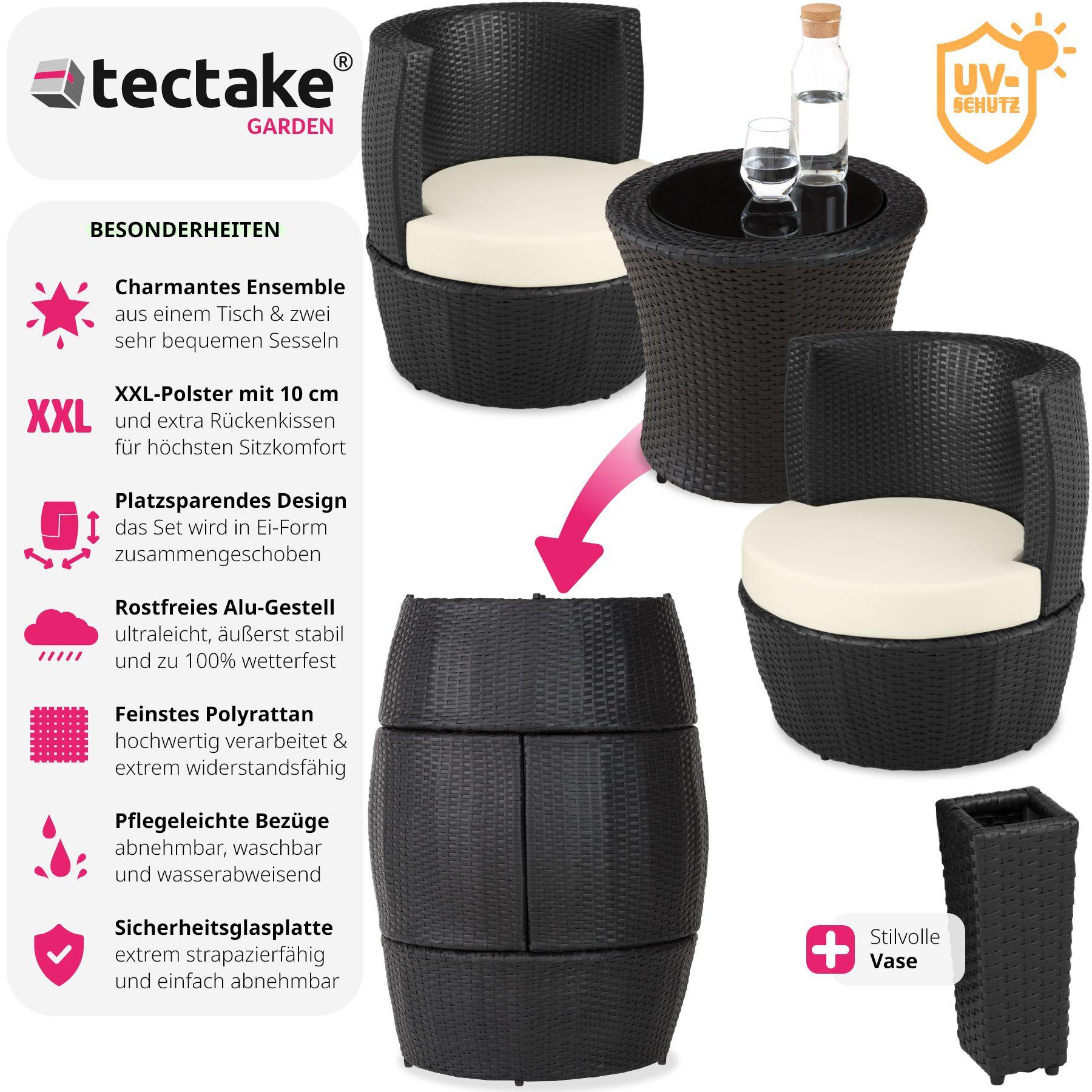 Tectake Salottino in rattan e alluminio Nizza 2+1+1  