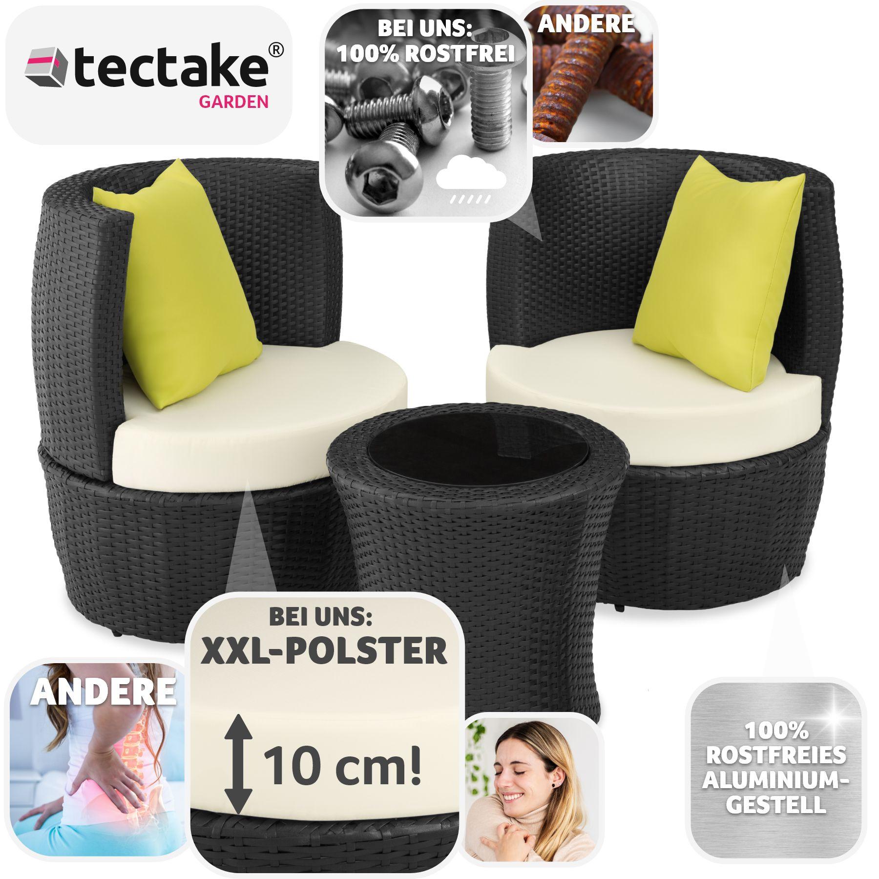 Tectake Salottino in rattan e alluminio Nizza 2+1+1  