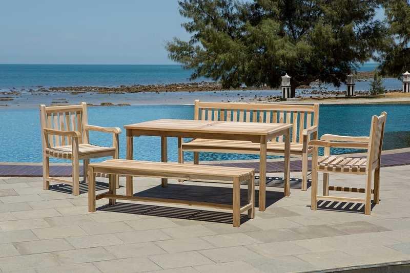 mutoni Salon de jardin teck 150x90 naturel (5 pièces)  