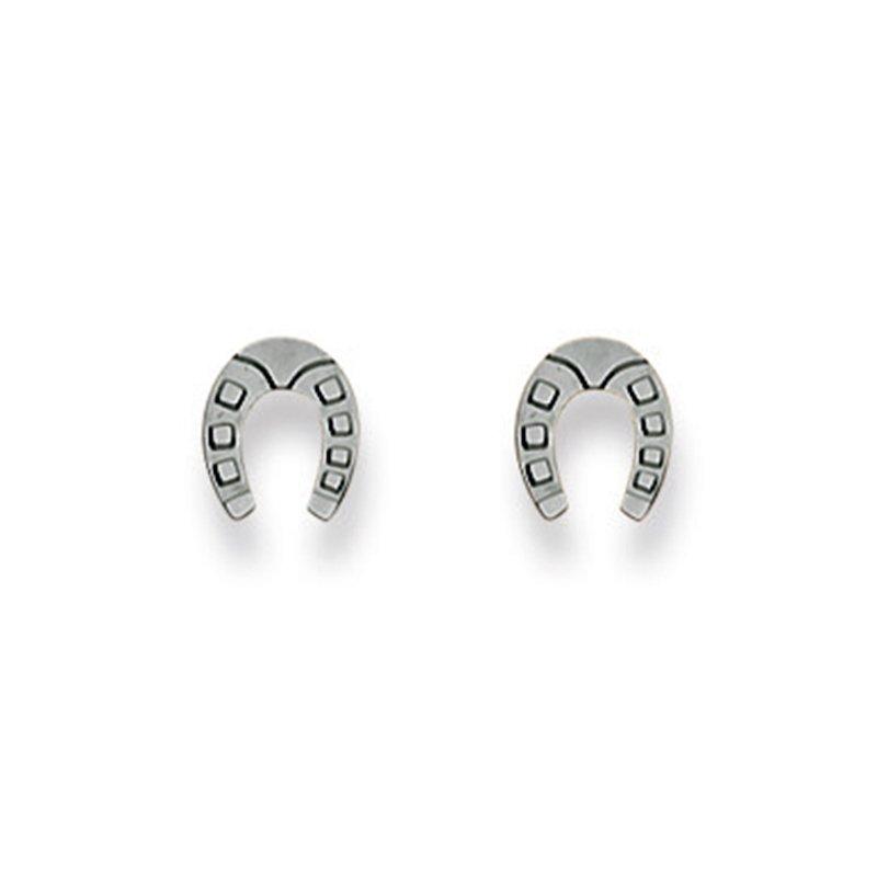 MUAU Schmuck  Clous d'oreilles fer à  cheval or blanc 750, 7x6mm 