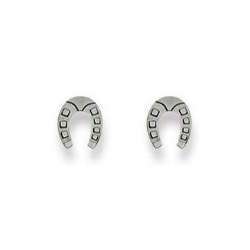 Clous d'oreilles fer à  cheval or blanc 750, 7x6mm