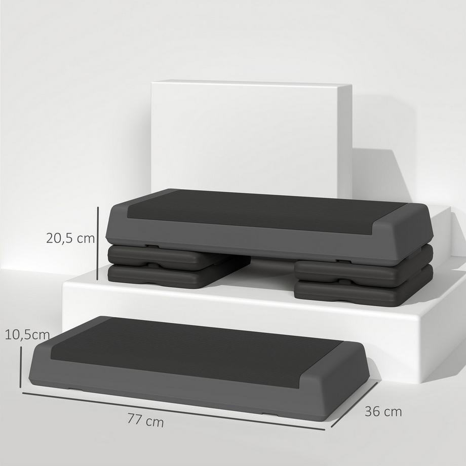Northio  Stepper aerobico, Pedana regolabile in altezza 10,5/15,5/20,5 cm, Antiscivolo, per casa, palestra, ufficio, plastica, Grigio 