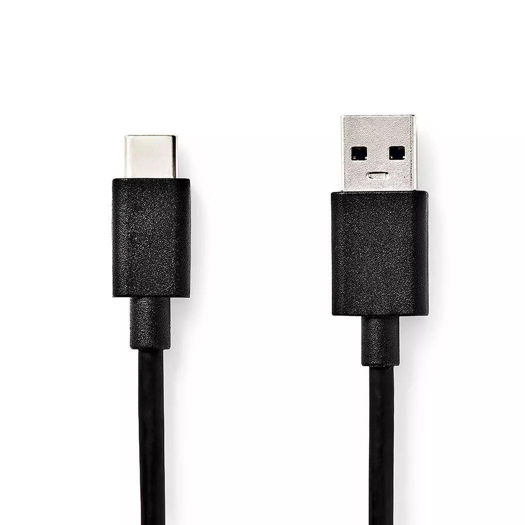 Nedis – USB-Kabel | USB 3.2 Gen 1 USB-A Stecker USB-C™ 15 W 5 Gbps Vernickelt 1,00 m Rund PVC Schwarz Etikett, One Size
