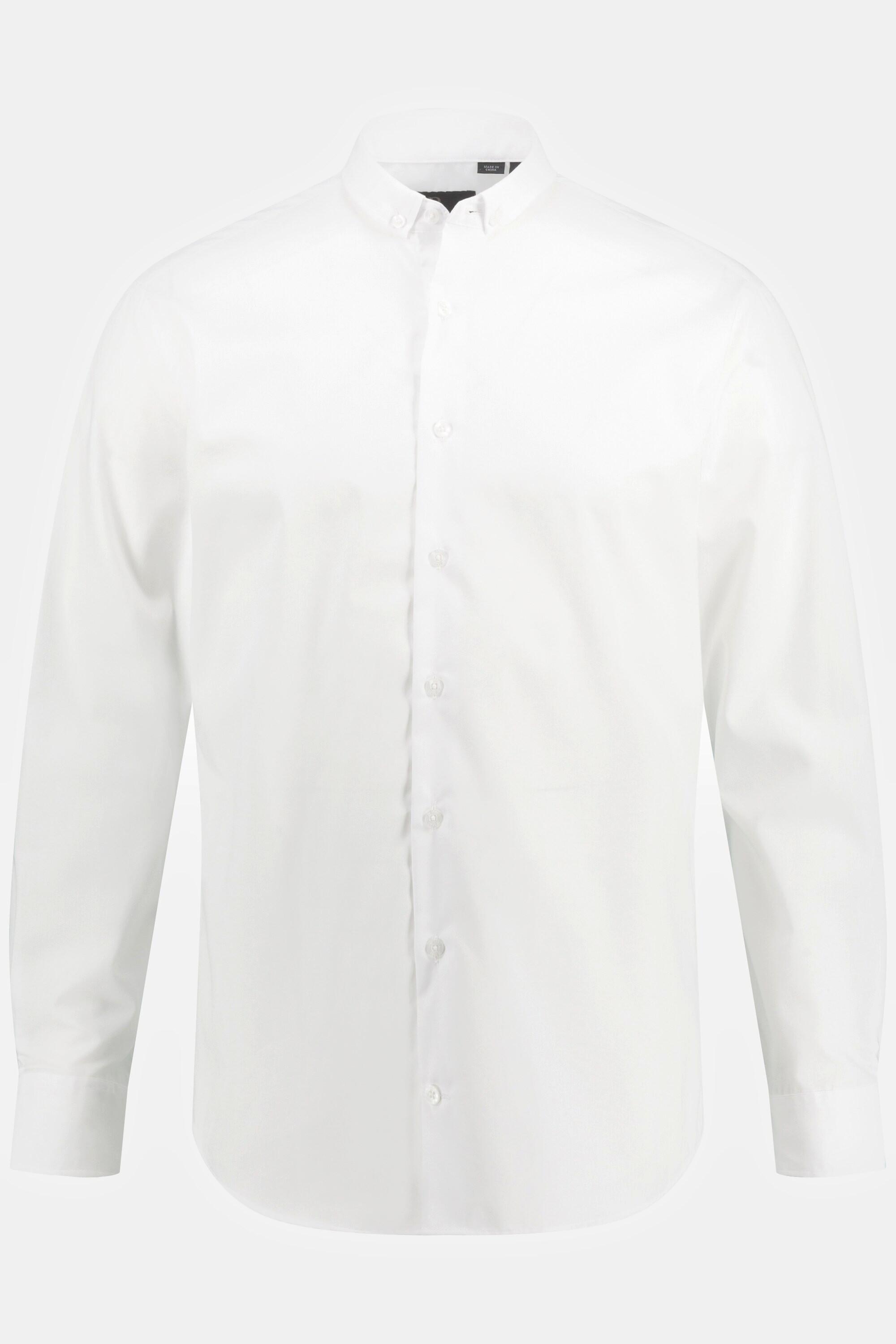 JP1880  Camicia da ufficio con vestibilità moderna, finissaggio EasyCare, collettino button-down e maniche lunghe bianco neve 