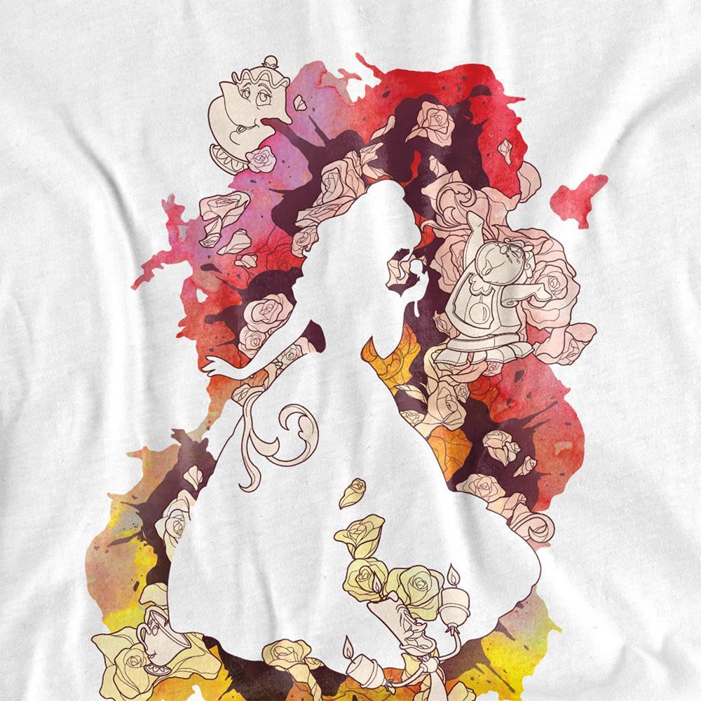Beauty And The Beast T-Shirt Maniche Lunghe Stampa Silhouette Principessa  