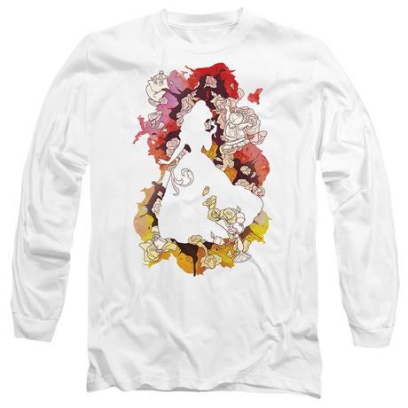 Beauty And The Beast T-Shirt Maniche Lunghe Stampa Silhouette Principessa  