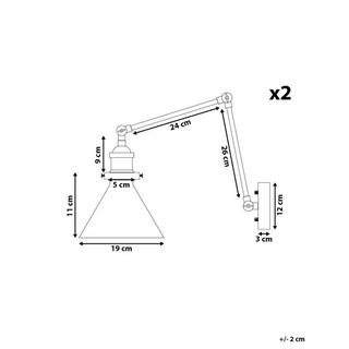 Beliani Set di 2 lampade en Metallo Industriale NARVA  