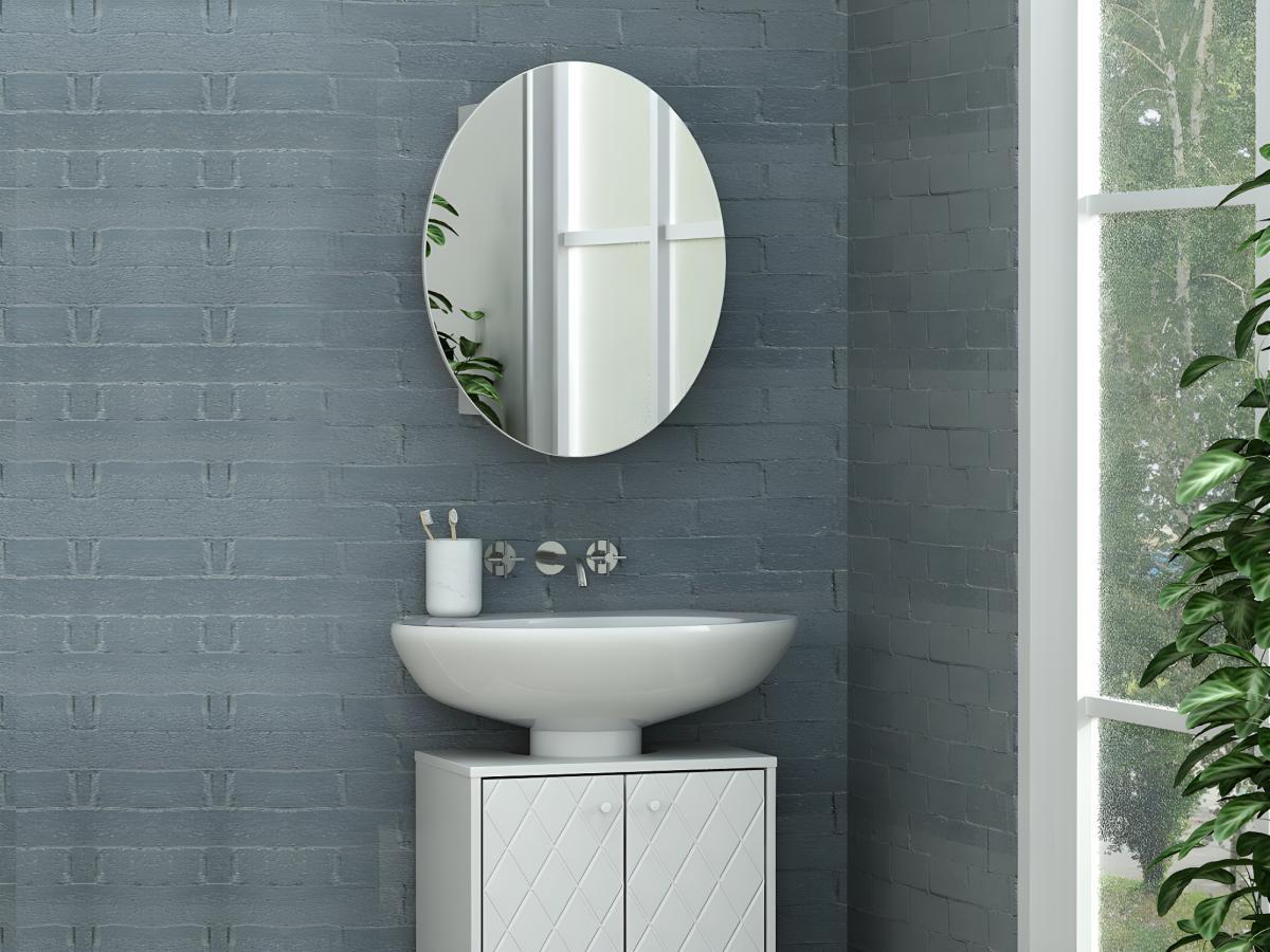 Vente-unique Armoire murale de salle de bain ovale avec miroir RURI  