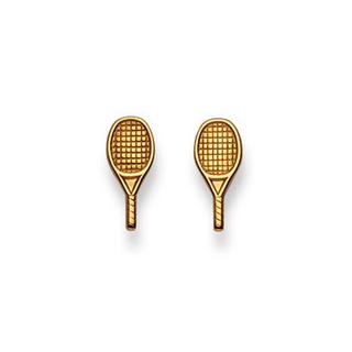 MUAU Schmuck  Clous d'oreilles raquette de tennis or jaune 750, 11x5mm 