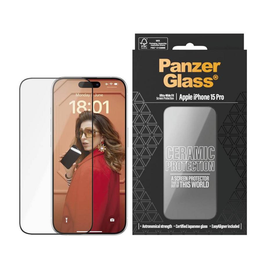 PanzerGlass  Ceramic pour iPhone 15 Pro Ultra-Wide Fit 