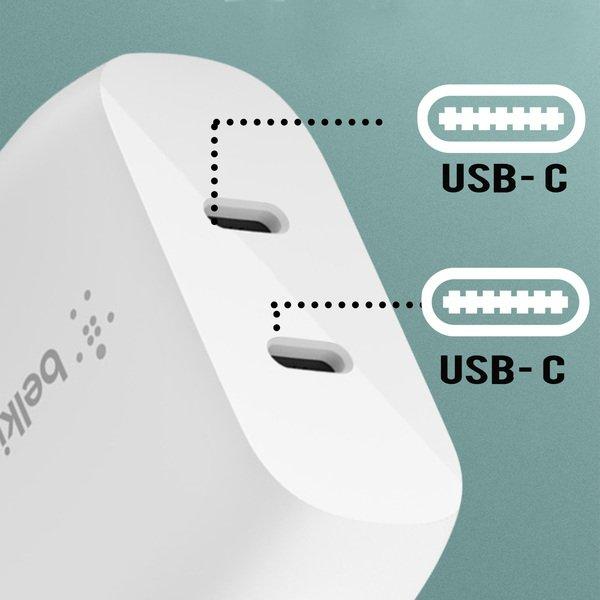 belkin  2x USB-C 40W Netzteil Belkin Weiß 