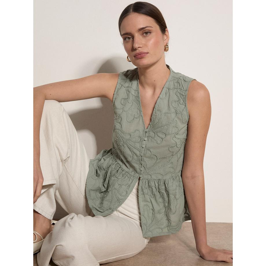 APRICOT Peplum Oberteil mit Blumenstickerei  