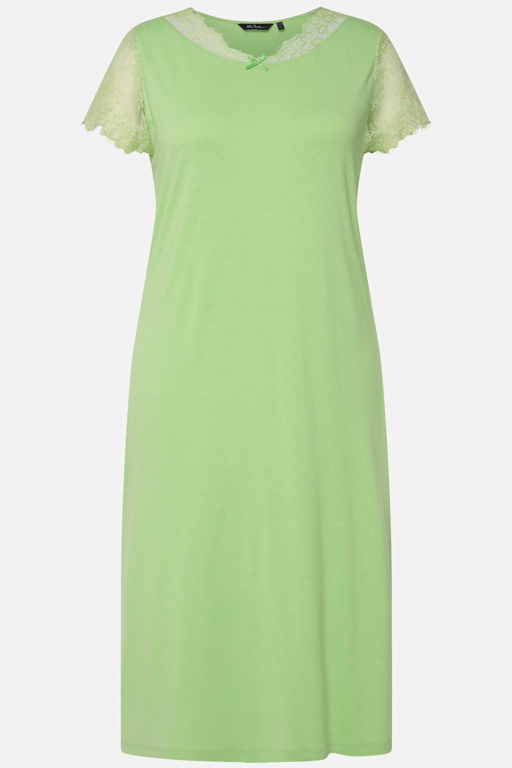 Ulla Popken Camicia da notte Pizzo Scollo a Girocollo Mezze Maniche  