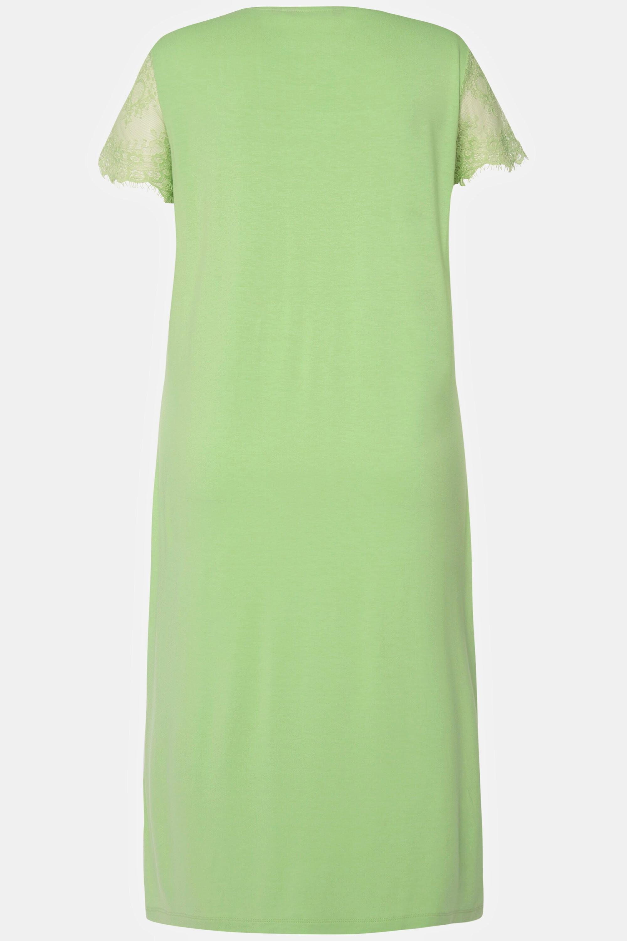 Ulla Popken Camicia da notte Pizzo Scollo a Girocollo Mezze Maniche  