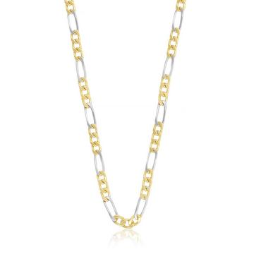 Collier Figaro Bicolor Gelb-/Weissgold 750, 4mm, 55cm