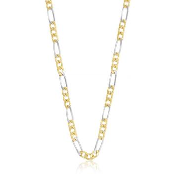 Collier Figaro Bicolor Gelb-/Weissgold 750, 4mm, 55cm