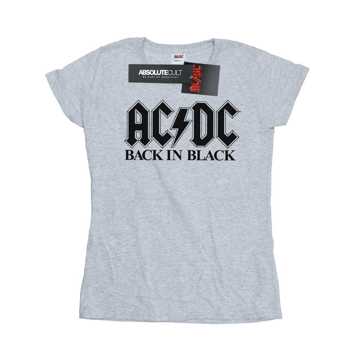 Image of Acdc Back In Black Logo Tshirt Damen Grau XL