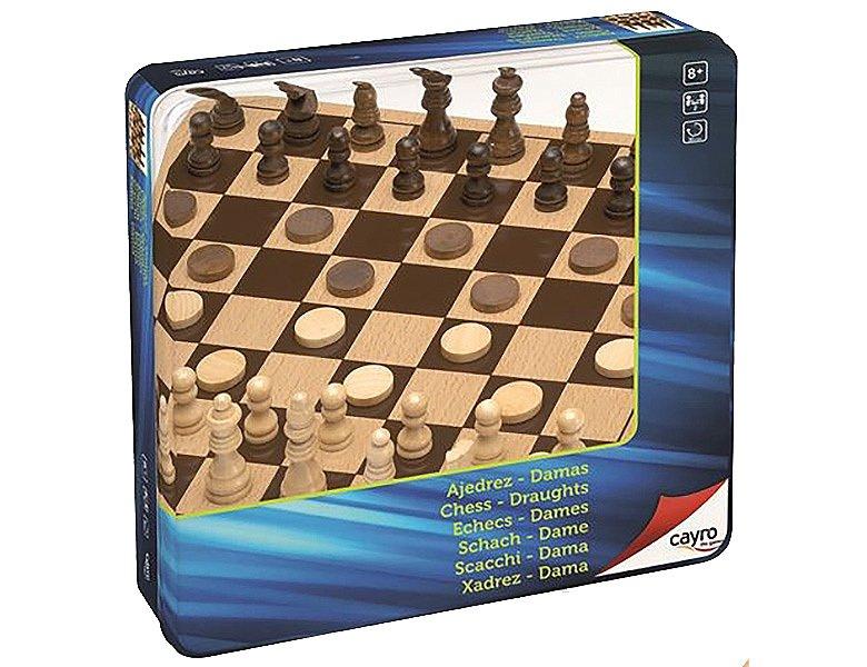 CAYRO GAMES  Schach & Dame in Metallbox 