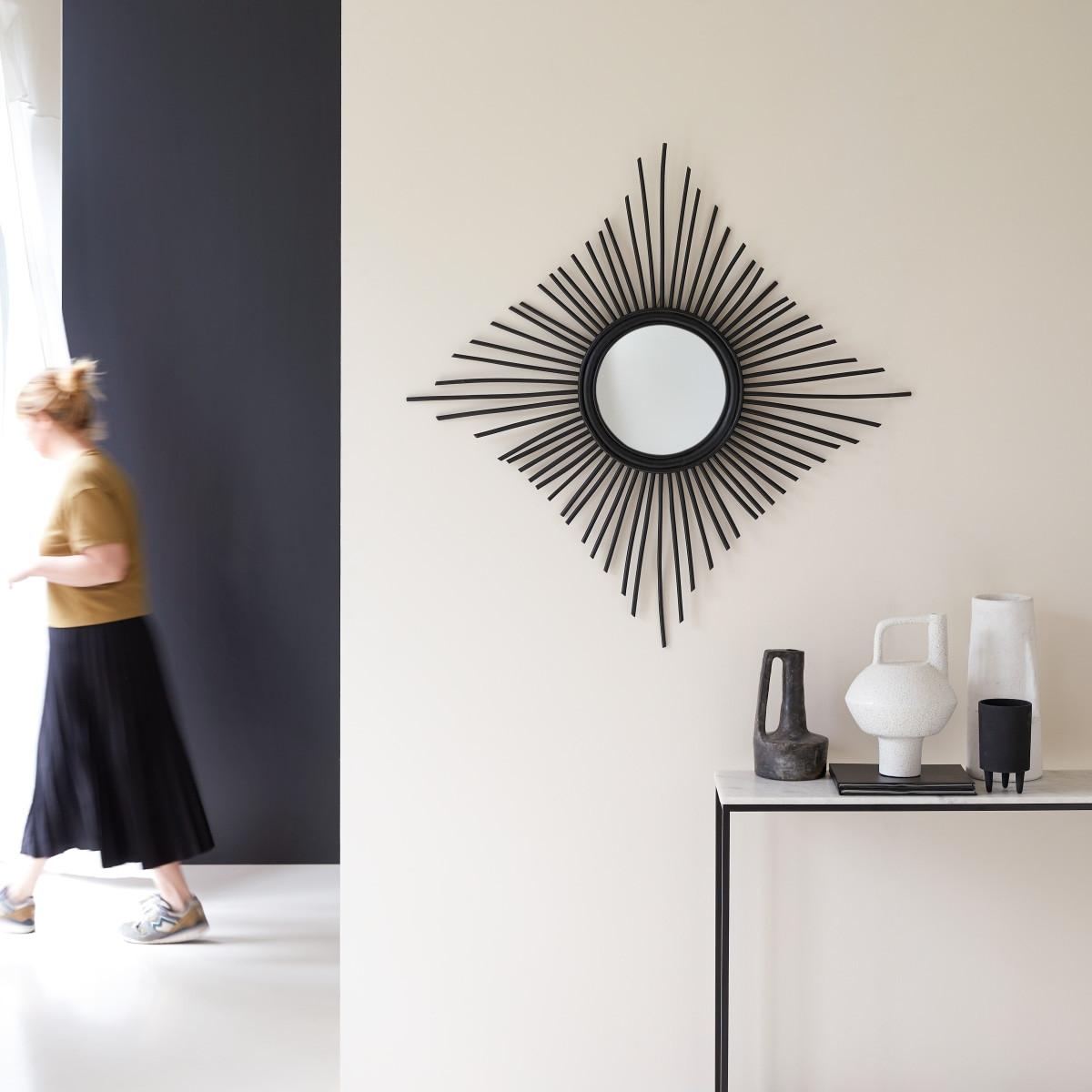 Tikamoon Miroir en rotin noir 80 cm Isidore  