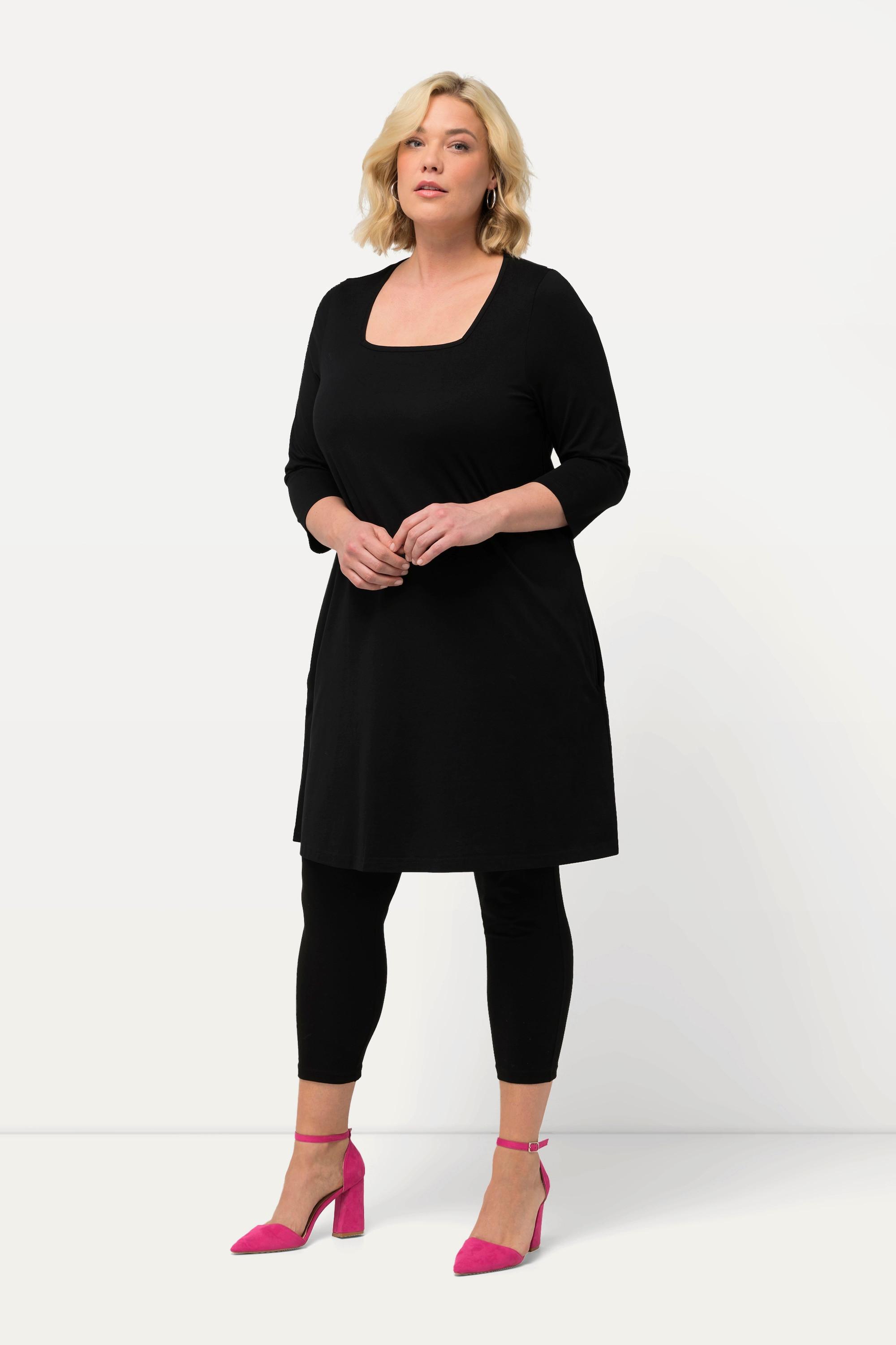 Ulla Popken  Longshirt, A-Linie, Carree-Ausschnitt, 3/4-Arm 