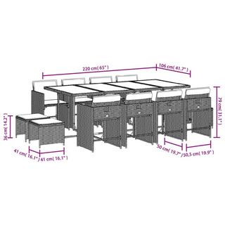 VidaXL Ensemble de salle à manger de jardin rotin synthétique  