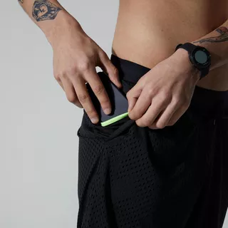 KALENJI  Laufshorts 2-in-1 atmungsaktiv Dry+ Breathe Herren schwarz 