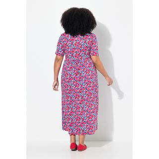 Ulla Popken Maxi Abito Taglio Svasato Scollo a Tunica Mezze Maniche  